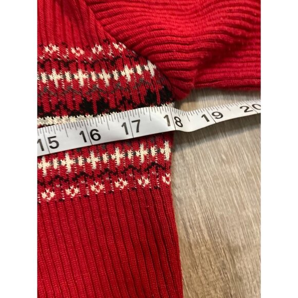 It’s Our Time Red Patterned Ribbed Turtleneck Long Sleeved Sweater Sz L - Picture 7 of 9